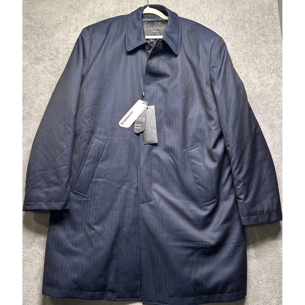 Cardinal of Canada Wool Herringbone‎ PrimaLoft Long Overcoat Navy Blue XL
